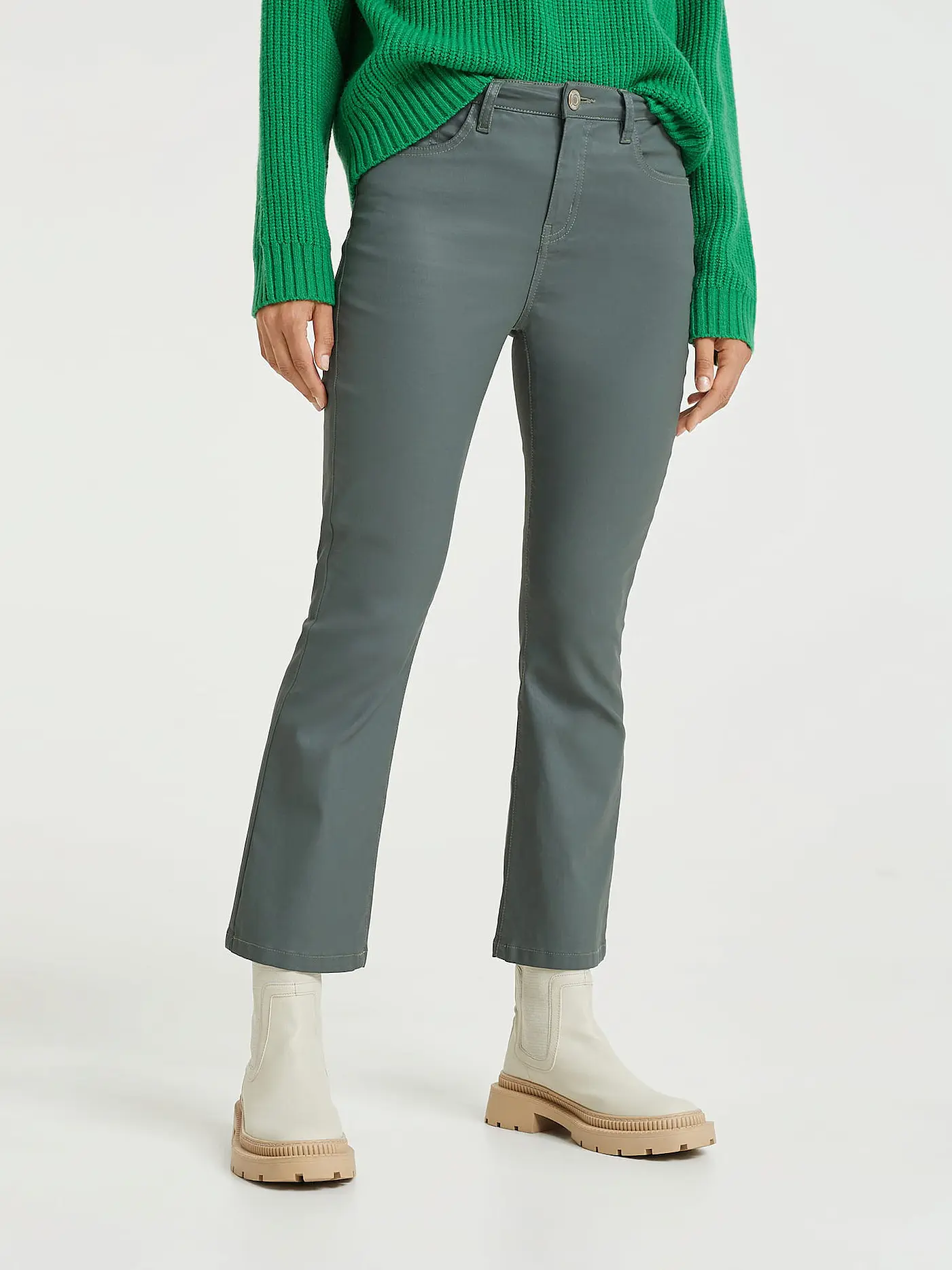 OPUS | Jeans in Lederoptik 7/8 EMEDA | dunkelgrün